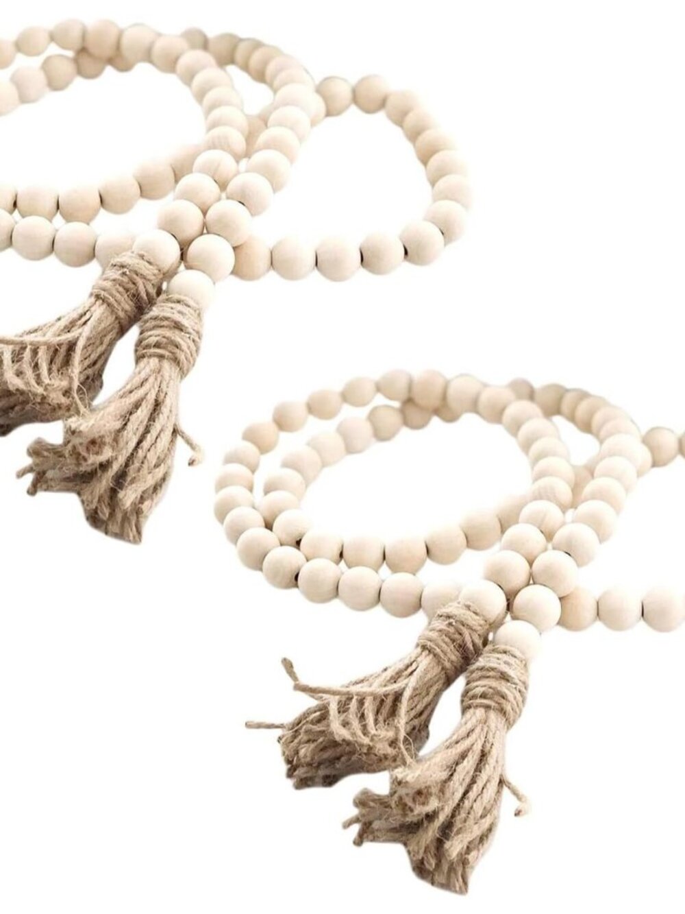 60 Inches Wood Bead Garland,Wooden Beads with Tassel,Farmhouse Beads Rustic Pray